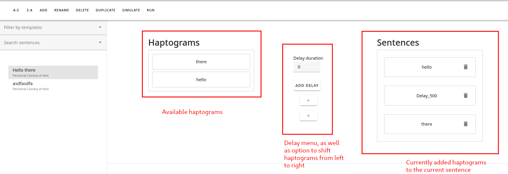Haptic sentence configurator